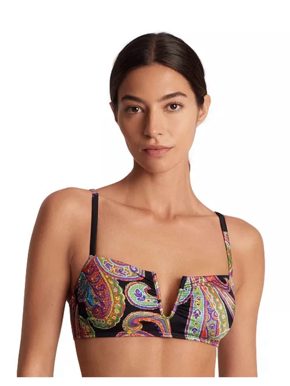 NWT Lauren Ralph Lauren
Women's Paisley-Print U-Wire Bikini Top